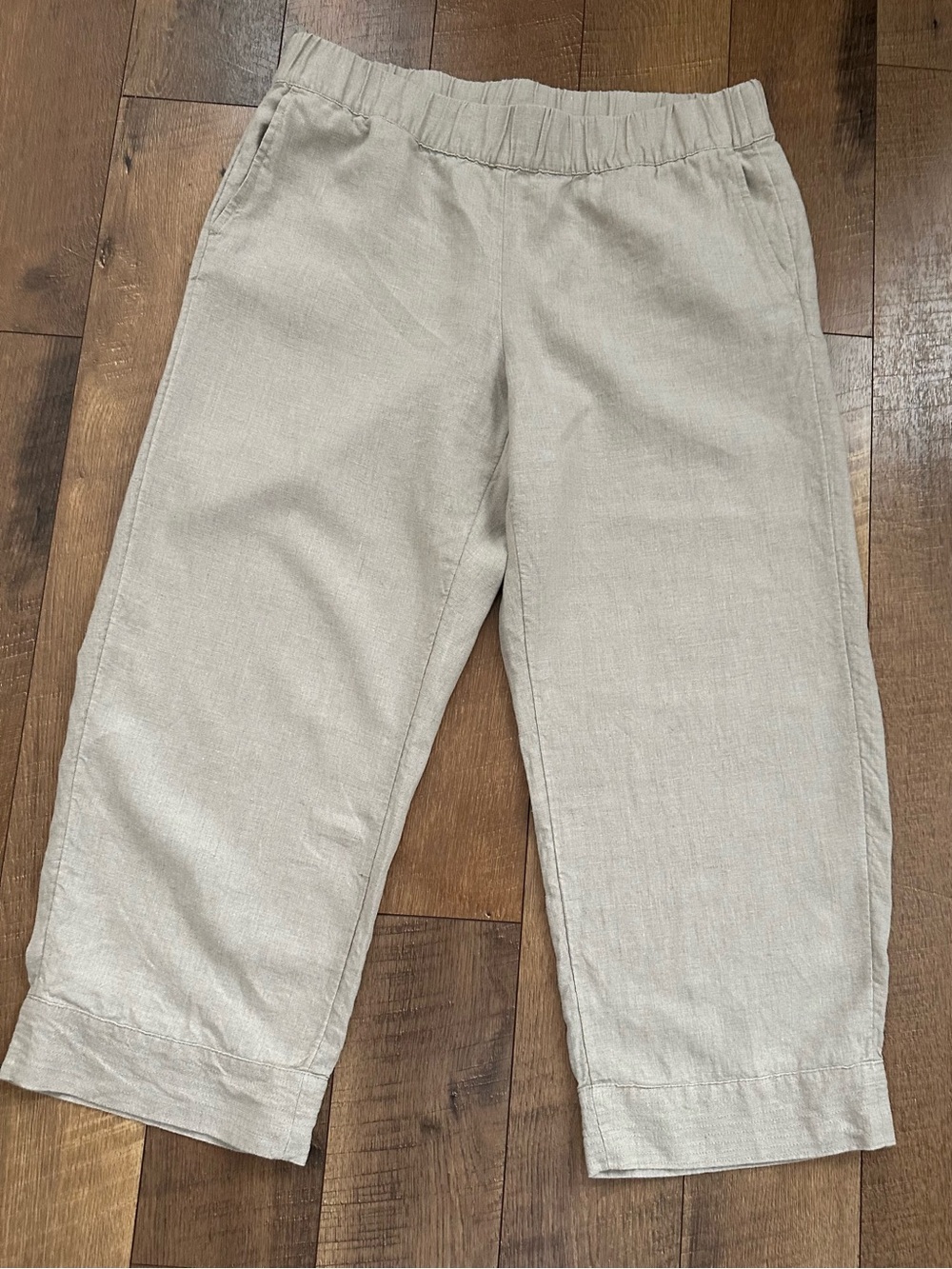 J Jill pure jill Flax Linen Cropped Panrs Sz M EUC - Picture 2 of 5